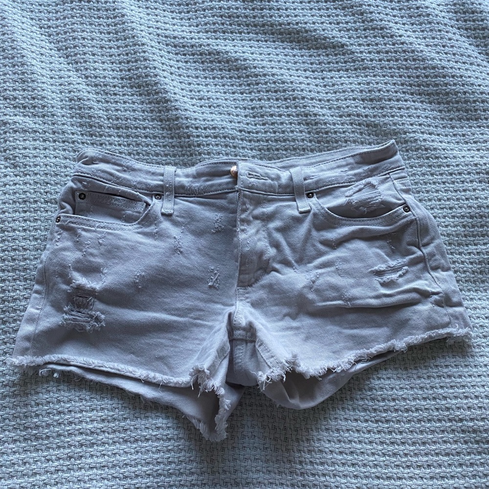 Light grey distressed Joes Jeans denim shorts